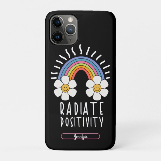 Radiate Positivity | Colourful Rainbow and Flowers Case-Mate iPhone Case (Back)