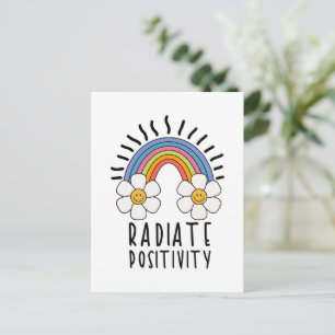 Radiate Positivity   Colourful Rainbow and Flowers Holiday Postcard