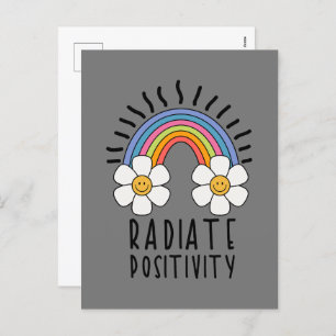 Radiate Positivity   Colourful Rainbow and Flowers Holiday Postcard