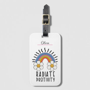 Radiate Positivity Colourful Rainbow and Flowers Luggage Tag
