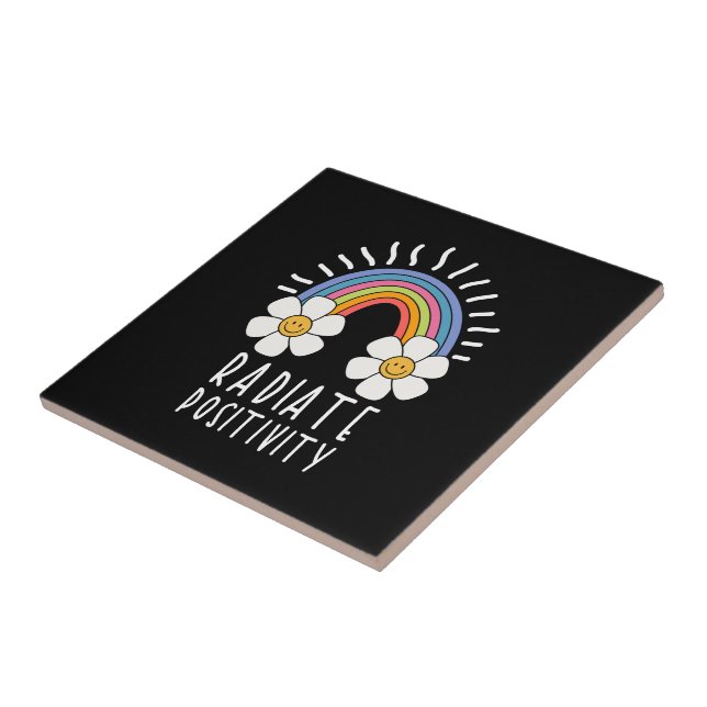 Radiate Positivity | Colourful Rainbow and Flowers Tile (Side)