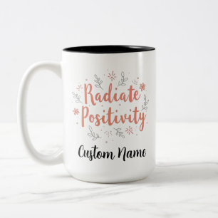 Radiate Positivity Floral Sunray Personalised Two-Tone Coffee Mug