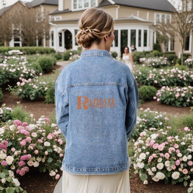 RADIATE POSITIVITY MOTIVATIONAL QUOTES TYPOGRAPHY DENIM JACKET (Wedding Back)