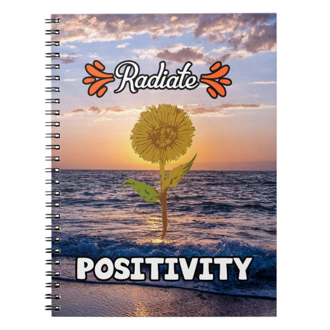 Radiate Positivity Notebook With Serene Background (Front)