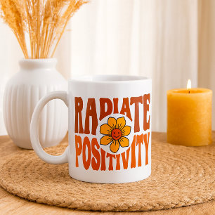 Radiate Positivity Retro Flower Smiley Coffee Mug