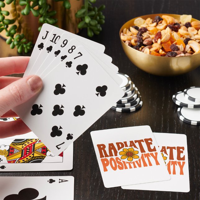 Radiate Positivity Retro Flower Smiley Playing Cards (Creator Uploaded)