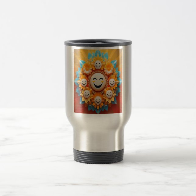 Radiate Positivity Sunburst Design Travel Mug (Center)