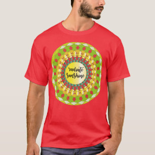 Radiate sunshine quote yellow green bright mandala T-Shirt
