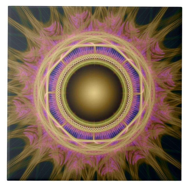 Radiating bright magical colourful ornament tile (Front)