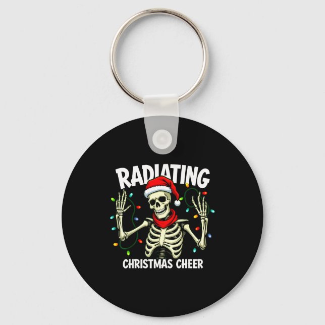 Radiating Christmas Cheer Skeleton Christmas Light Key Ring (Front)