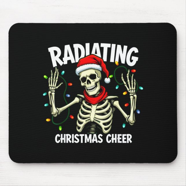 Radiating Christmas Cheer Skeleton Christmas Light Mouse Mat (Front)