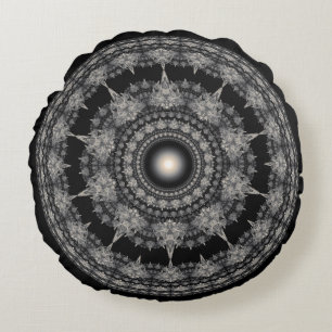 Radiating fractal star ornament round cushion