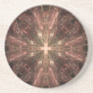 Radiating Gold Cross Abstract Coaster