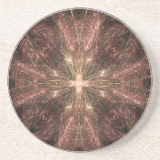 Radiating Gold Cross Abstract Coaster (Front)