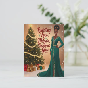 Radiating Love Melanin and Christmas Glow Postcard