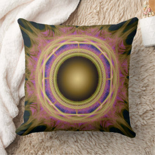 Radiating magical colourful bright pattern cushion