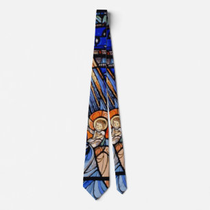 Radiating Nativity Stained Glass Blue Tie