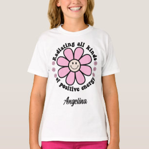 Radiating Positive Energy Happy Pink Flower T-Shirt