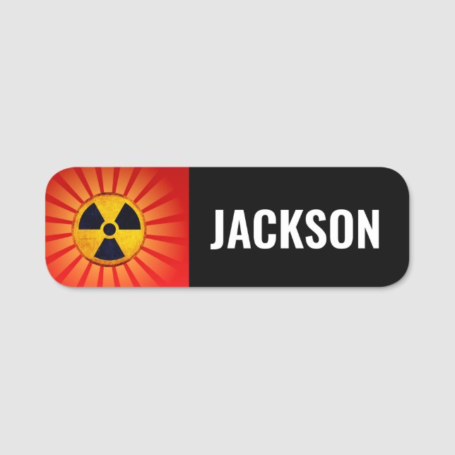Radiating Radiation Symbol Name Tag (Front)
