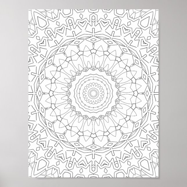 Radiating Star Petal Mandala Design Poster (Front)