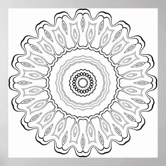 Radiating Teardrop Petal Mandala with Soft Edges Poster (Front)