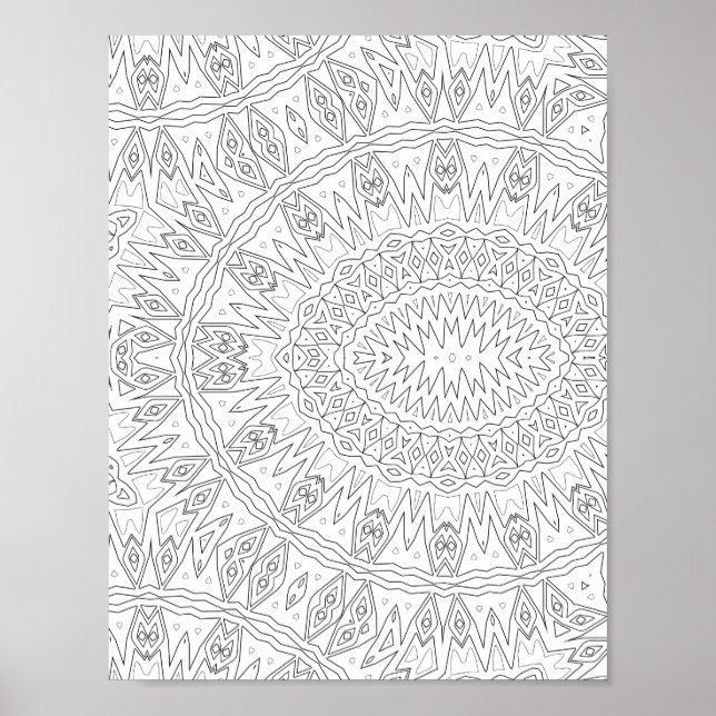 Radiating Tribal Sunburst Mandala Pattern Design Poster (Front)