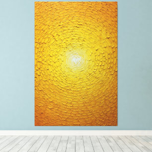 Radiating White and Orange Sunburst Textured Canvas Print