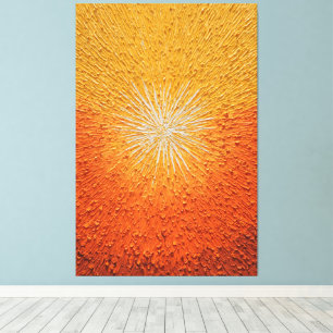 Radiating Yellow and Orange Burst Abstract Wall Ar Canvas Print