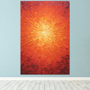 Radiating Yellow and Red Sunburst Textured Canvas Print