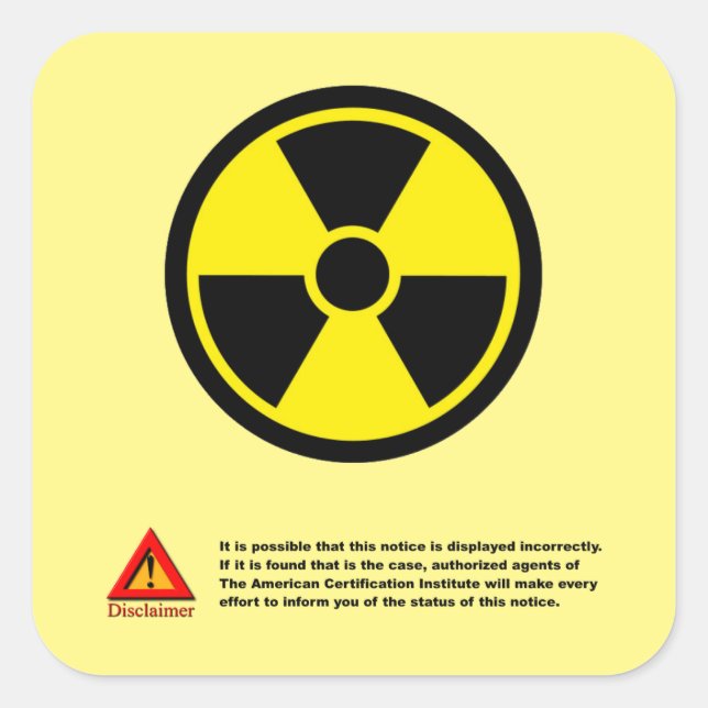 Radiation Danger Square Sticker (Front)