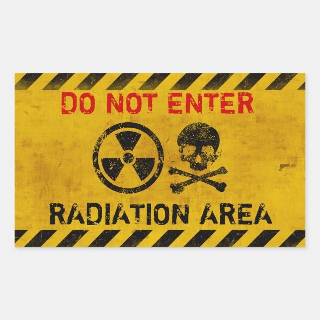 Radiation Hazard Sign Rectangular Sticker (Front)