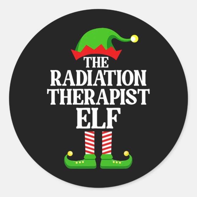 Radiation Therapist Elf Family Matching Group Chri Classic Round Sticker (Front)