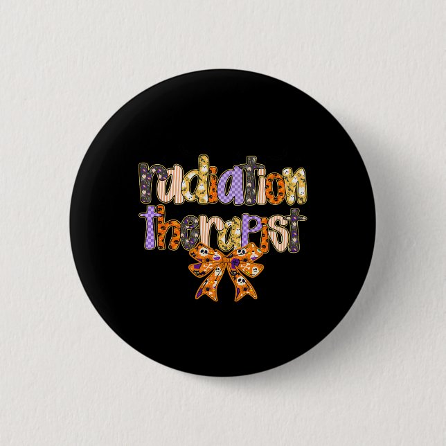 Radiation Therapist Halloween Coquette Pumpkin Rad 6 Cm Round Badge (Front)