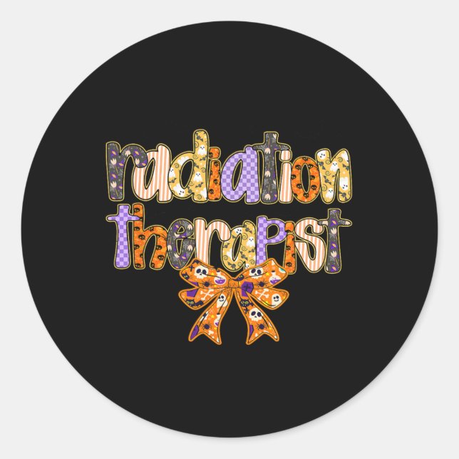 Radiation Therapist Halloween Coquette Pumpkin Rad Classic Round Sticker (Front)