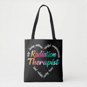Radiation Therapist Heart Word Cloud Watercolor Tote Bag