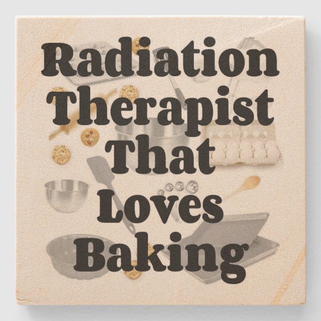 Radiation Therapist Loves Baking Stone Coaster (Front)