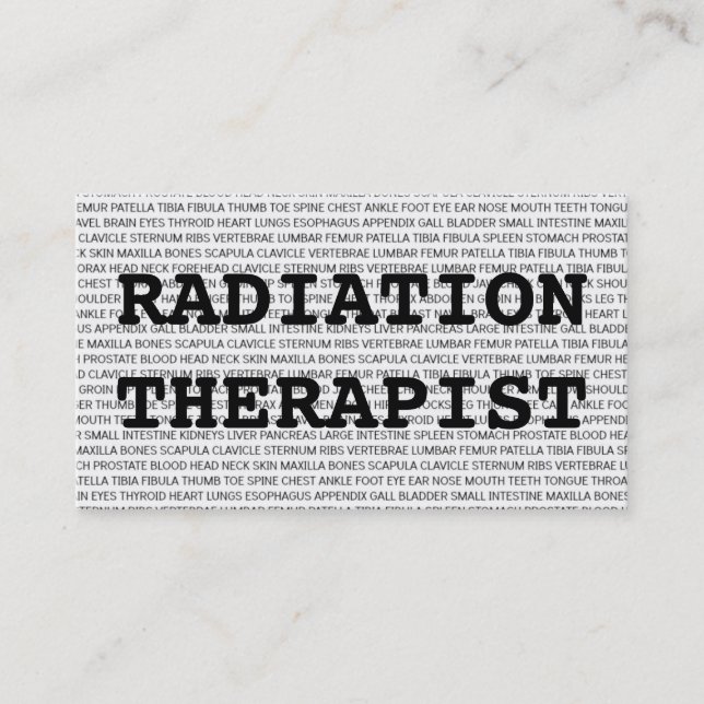 Radiation Therapist Medical Words Business Card (Front)