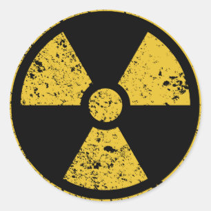 Radiation warning rusted symbol classic round sticker