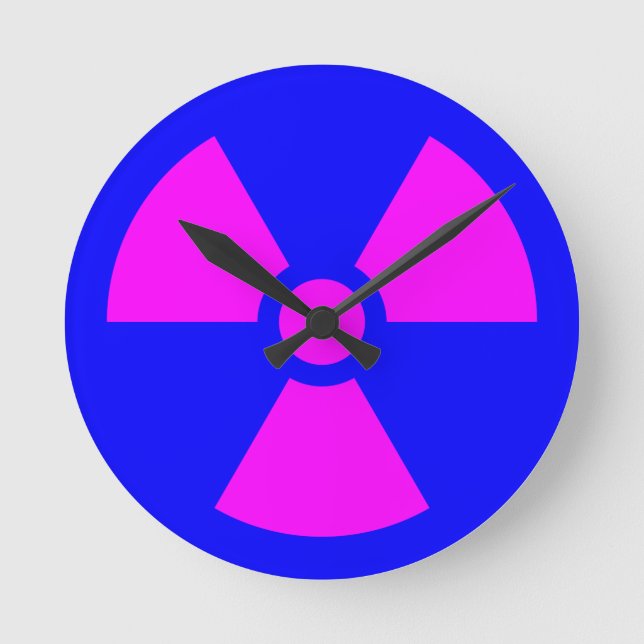 Radiation Warning Symbol Round Clock (Front)