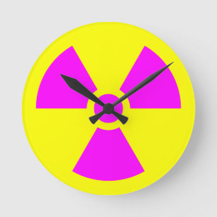Radiation Warning Symbol Round Clock