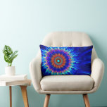 Radiative Zone Lumbar Cushion<br><div class="desc">A multi-colour fractal image; orange pink and blue on a darker background. Customise by adding your own text on the reverse side.</div>