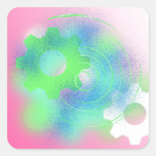 Radical Cog Abstract Square Sticker
