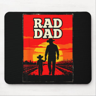 Radical dad father and son farmer western sunset  mouse mat