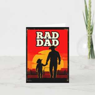 Radical dad father and son rodeo western sunset  card