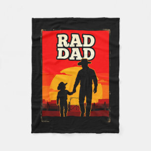 Radical dad father and son rodeo western sunset fleece blanket