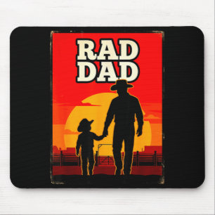Radical dad father and son rodeo western sunset  mouse mat