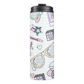 Radical Fun Eighties Colouring Book Pattern Thermal Tumbler
