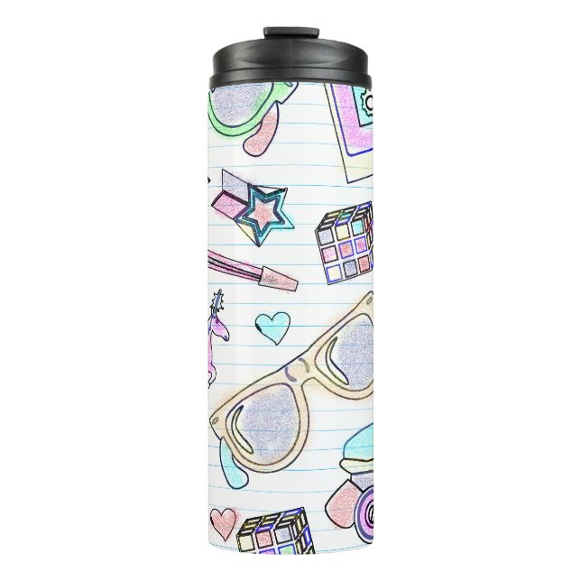 Radical Fun Eighties Colouring Book Pattern Thermal Tumbler (Front)