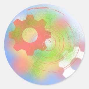 Radical Gears Abstract Design Classic Round Sticker