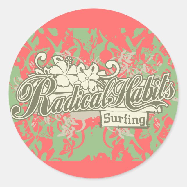 Radical Habits Surfing Tshirts and Gifts Classic Round Sticker (Front)